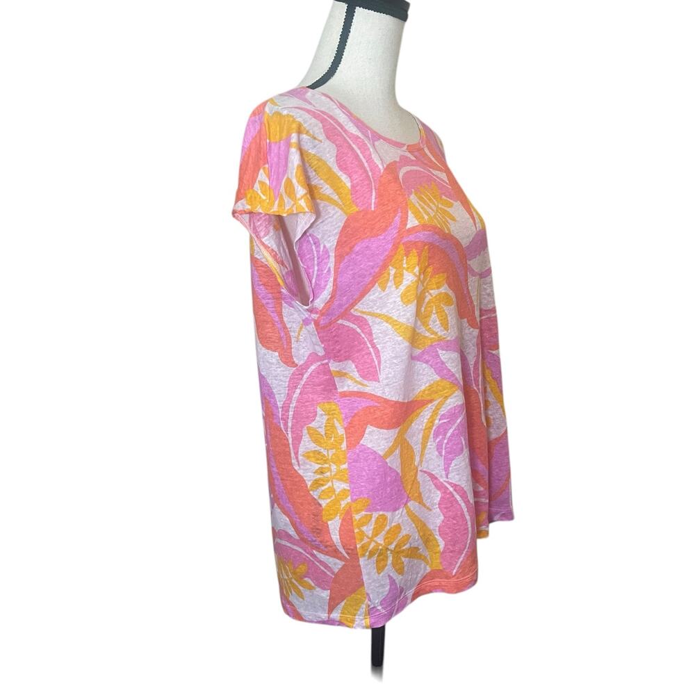 C&C California Top Womens XL 100% Linen Floral Tropical Colorful Resortwear - Picture 4 of 9